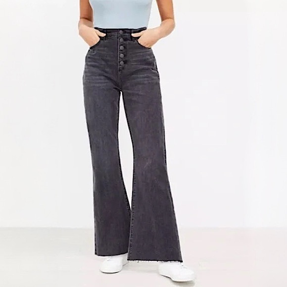 {LOFT} "Curvy High Waist Sandal Flare" Bootcut Button Fly Stretch Denim - Picture 1 of 9